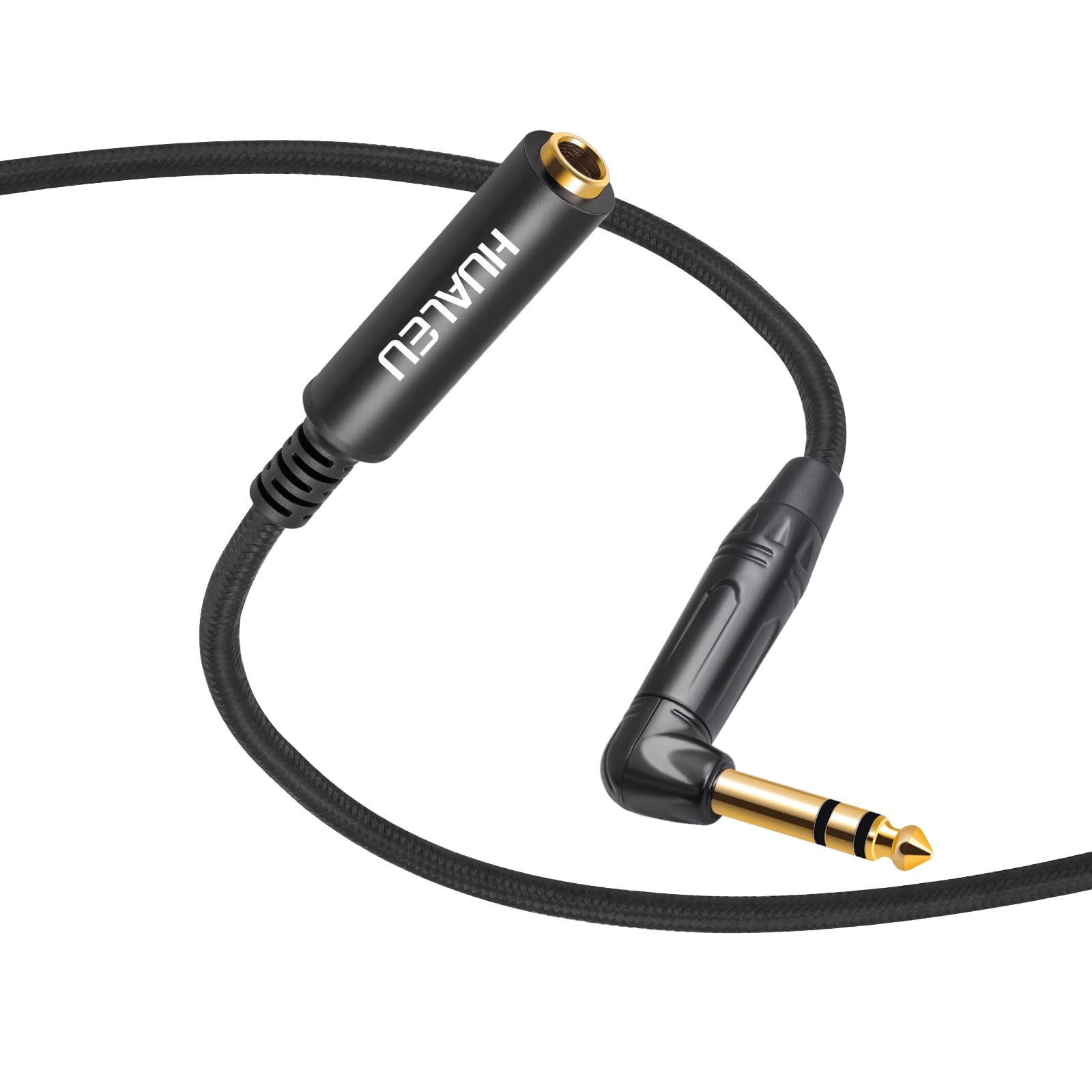 HUAELU Audiokabel, rechtwinklig, 6,35 mm, TRS-Stereo-Stecker auf Buchse, 6,35 mm Stereo-Stecker auf 1/4-Zoll-Buchse, Stereo-Gitarren-Verlängerungskabel für Verstärker, Kopfhörer, 2 Stück