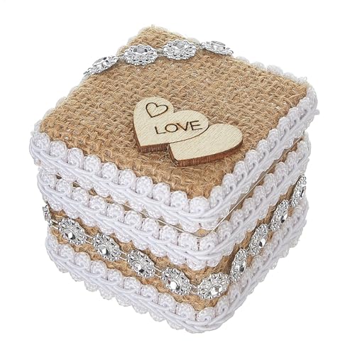 Cajas Para Anillos De Compromiso Para Propuesta,Caja Pequeña Para Anillos De Compromiso,Caja Para Anillos, Soporte Para Anillos De Ceremonia De Boda - Estuche De Anillo Portátil Rústico Exquisito