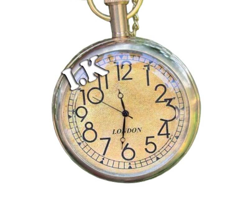 Vintage Pocket Watches for Men-Nautical Antique Victoria London Pocket Watch with Chain and Leather Case-image-10