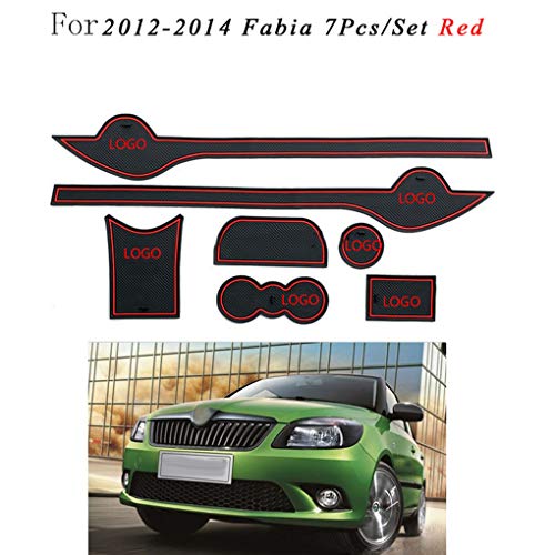 Vkospy 7pcs/set Door Grooves Pad Cup Holder Gate Slots Non-slip Mat Replacement For Fabia 2012-2014