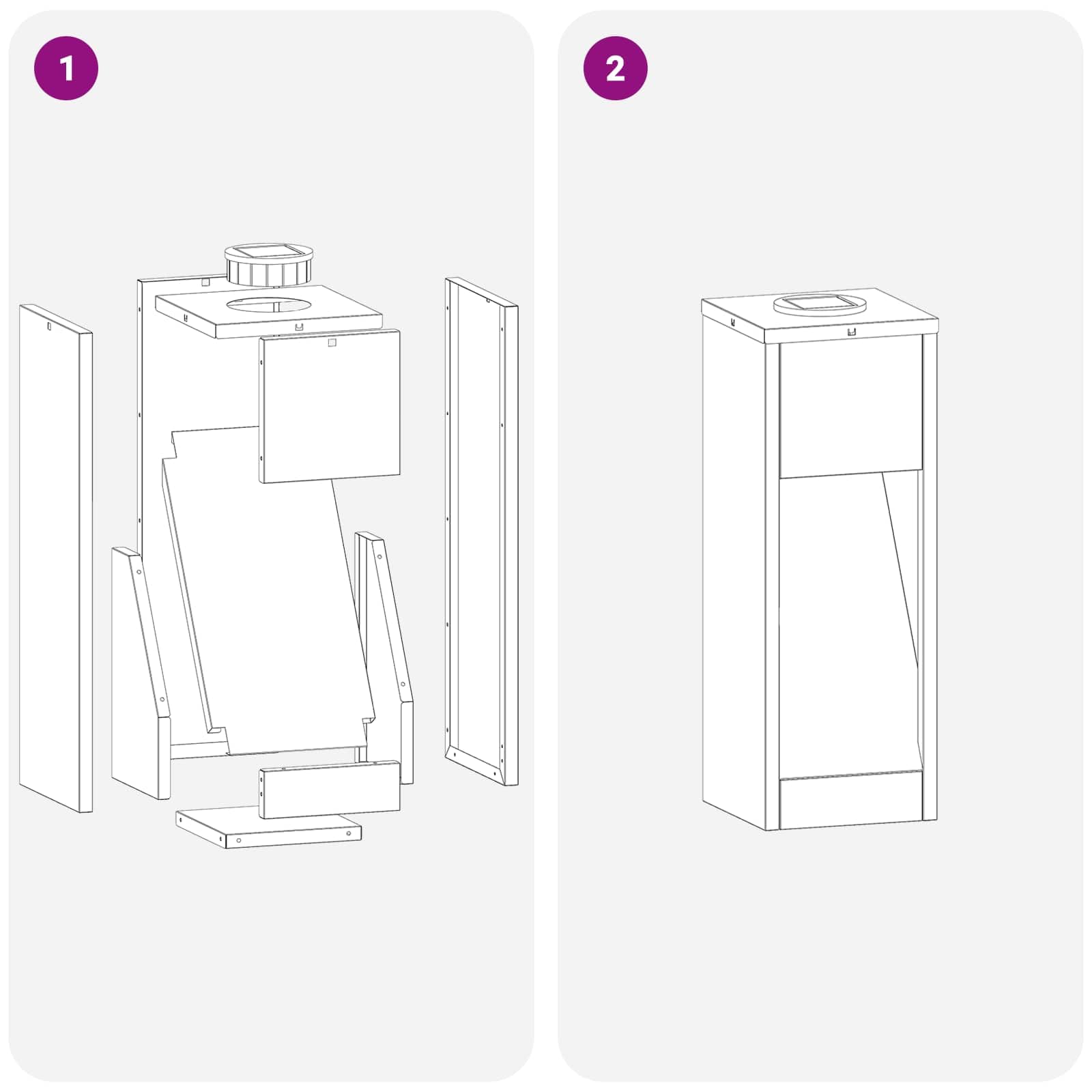 vidaXL Solar LED Wegeleuchte 2 STK. Warmes Weiß 18 x 18 x 80 cm