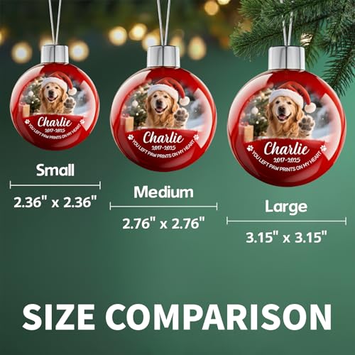 Image of Personalized Pet Memorial Christmas Ornament - Custom Photo & Text Christmas Balls, Customized Dogs Sympathy Gifts, Pet in Memory Keepsake, Dog Memorial Gifts for Loss of Dog, Cat