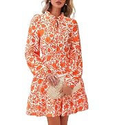 BTFBM Women Fall Dresses 2026 Floral V Neck Long Sleeve Tiered Ruffle Boho Swing Flowy A-Line Min...