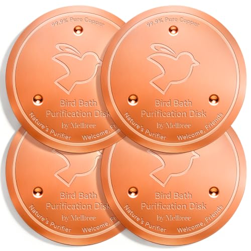 Image of Mellbree 4-Pack Premium Copper Cleaning Disc, 0.6mm Thick 99.99% Pure Copper with Stable Triple-Point Support, All-Season Physical Water Care for Bird Baths
