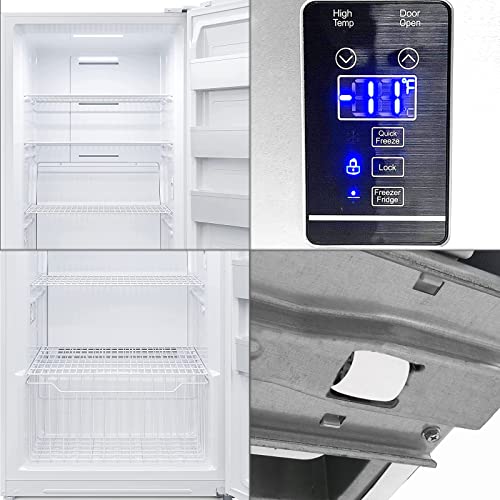 Techomey 13.8 Cu.Ft Upright Freezer, Freestanding Conversion Freezer/Refrigerator, Garage Ready Vertical Freezer, Single Door, 110V, White on Fridge.com