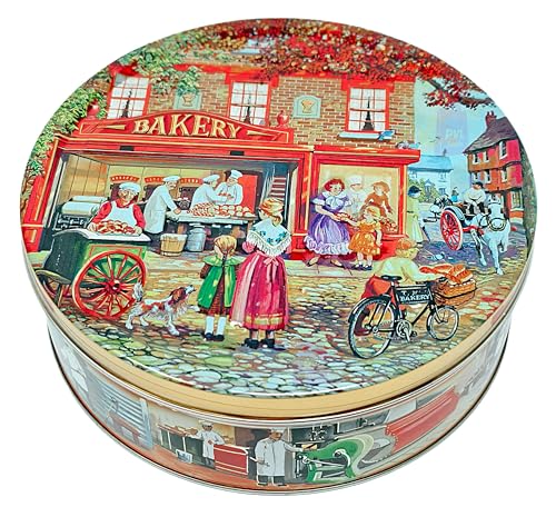 Jacobsens of Denmark Caramel Crunch Cookies sprinkled with Sea Salt in Bakery Shop Art Tin 454g - Biscuit Tin Gift for Women Men & Kids