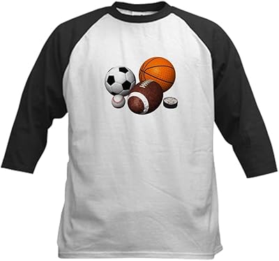 CafePress Sports Balls Kids Baseball Jersey Kids Cotton Baseball Jersey, 3/4 Raglan Sleeve Shirt Black/White