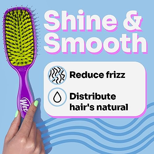 WetBrush Shine Enhancer Hairbrush Natural Boar Bristles Eco Friendly Purple - Image 4