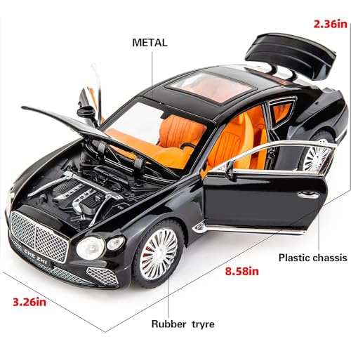 Image of 124 Diecast Metal Toy Car Bentl Continental Diecast Car For Kids Light Sound Pullback Openable Door, Multi Color