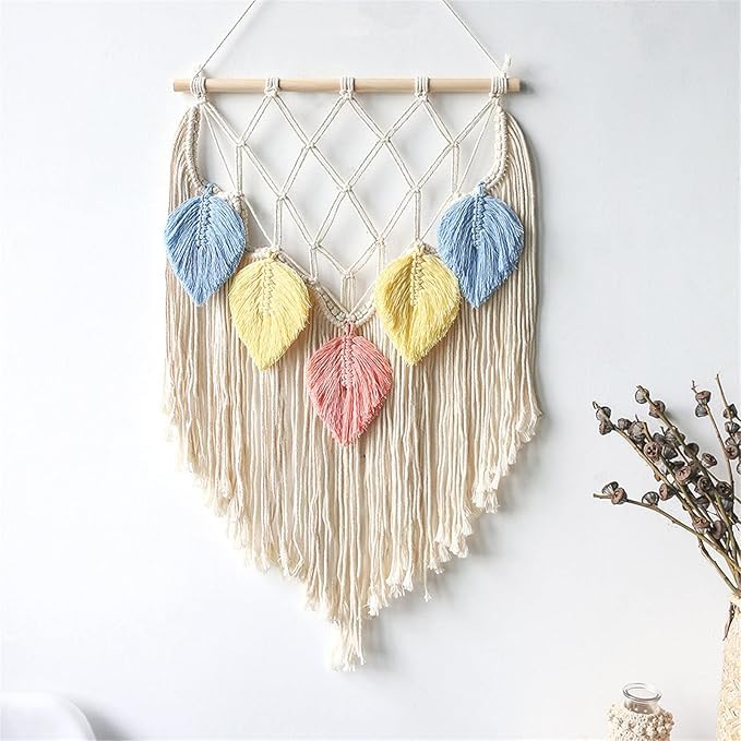 Zazzish House | 01 Pcs Cotton Macrame Dream Catcher Type Woven Feather Wall Hanging Handmade Dreamcatcher Boho Tassels Decoration Home Decor Ornament Craft (Size - 40 x 60 cm).-picture-25