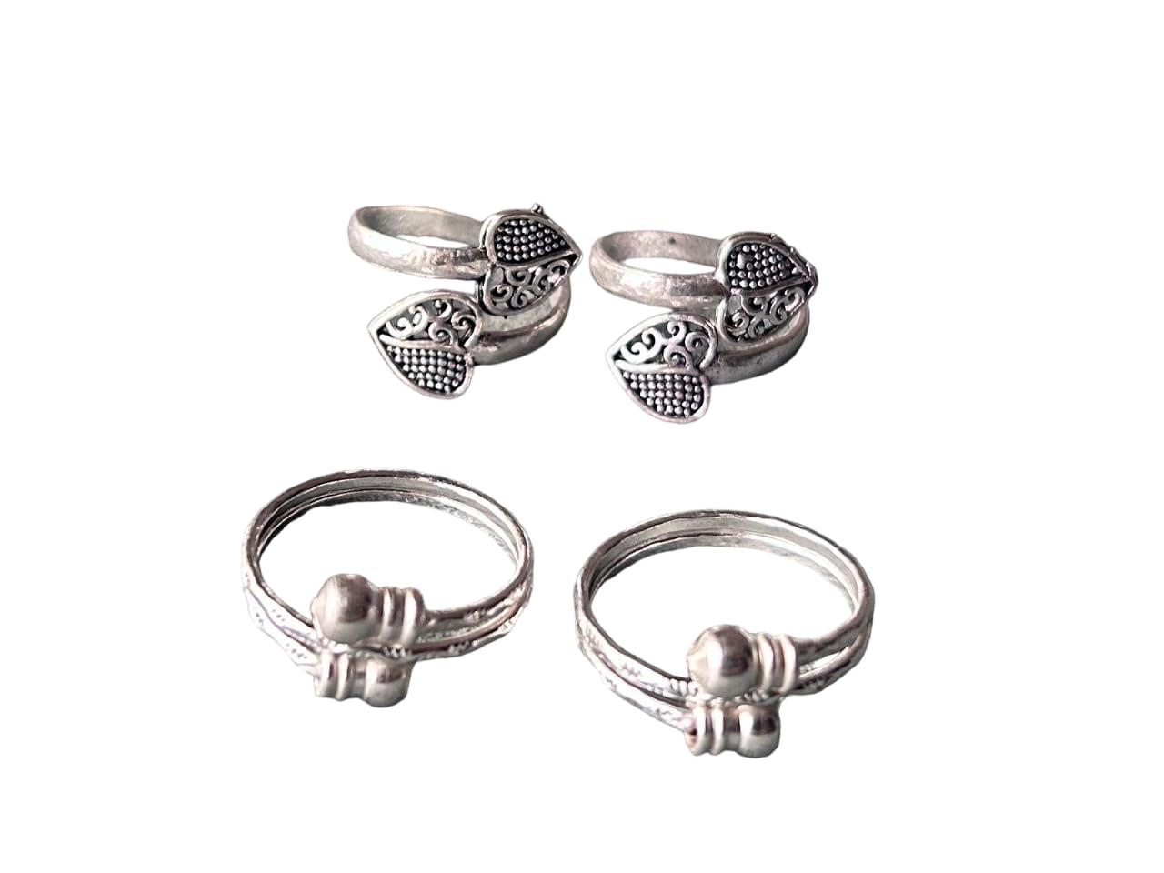 Women & Girls Metal Fancy Glossy finish Toe Ring Adjustable Bichiya/Leg Finger Ring_Combo_2 (A_C_P_110745_Silver)