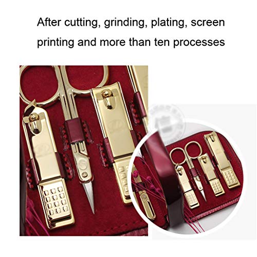 YCSX Nagelknipser etui Maniküre-Set, Pedicure Kit Nagelknipser Set 9pcs Professionelle Männer Grooming Kit Edelstahl… – Bild 7