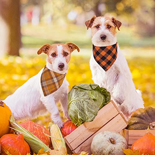 Adoggygo Fall Dog Bandanas 2 Pack, Halloween Thanksgiving Dog Bandana, Orange Plaid Dog Scarf, Multiple Sizes Offered, Holiday Bandana For Large And X-Large Dogs (X-Large, Orange) #TOP2