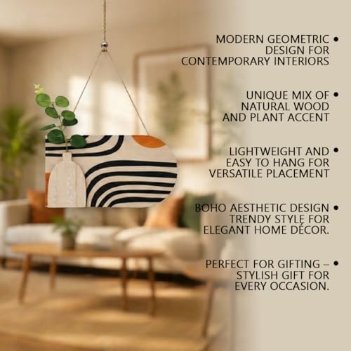 Image of Art Street Modern Magic Boho Art Wall hanging MDF With Artificial Plant for Home & Office Decor, Living Room Decoration -Size: 9x5.1 Inch