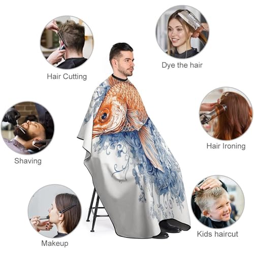 Capa para corte de cabello naranja con cierre ajustable miniatura 3