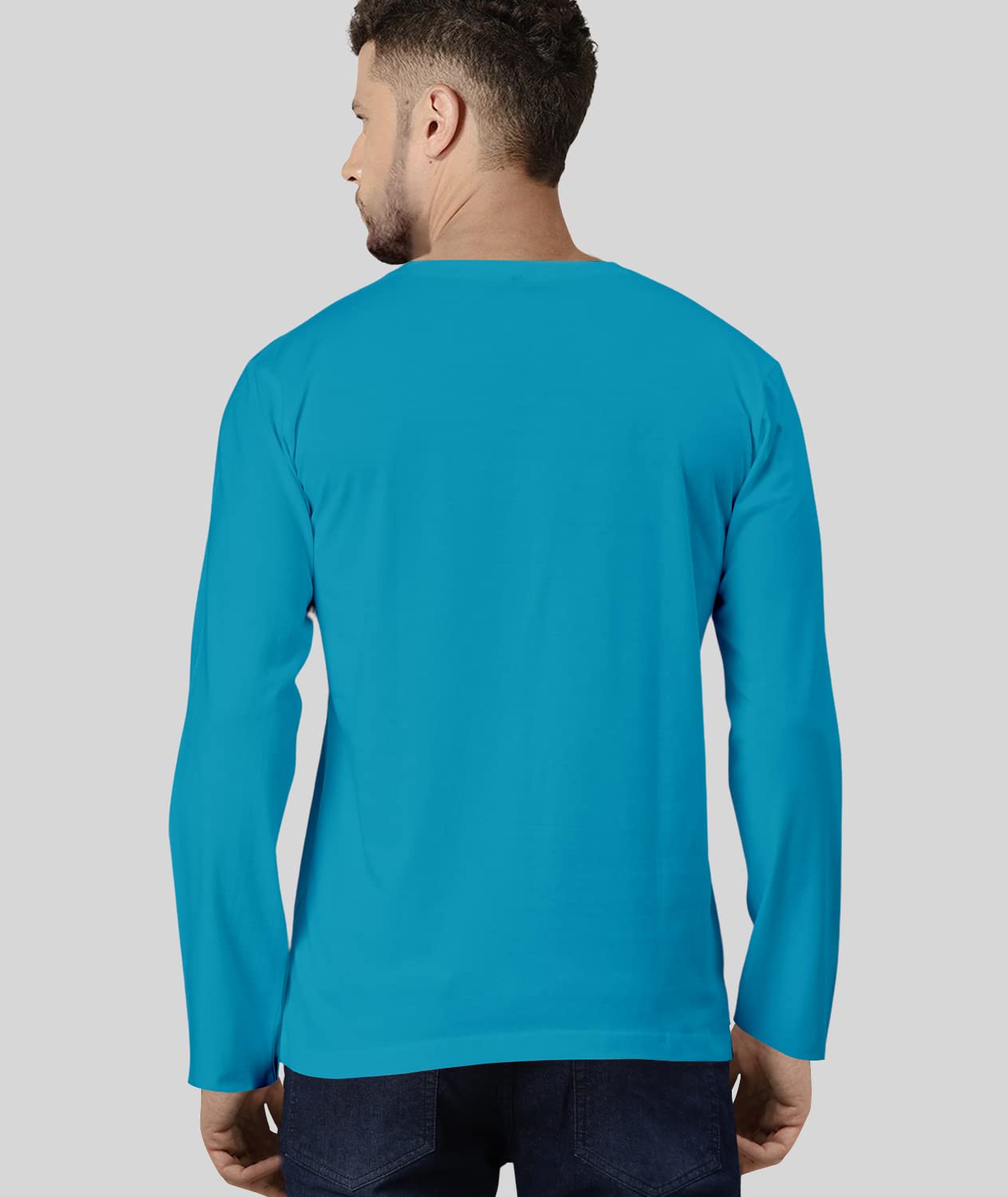 TVP Fashions Premium Plain Men V Neck Full Sleeves Festive,Offer,Discount,Sale,Limited Edition, Trendy, Trending Tees and Tshirts. (Turquoise_Large) 2