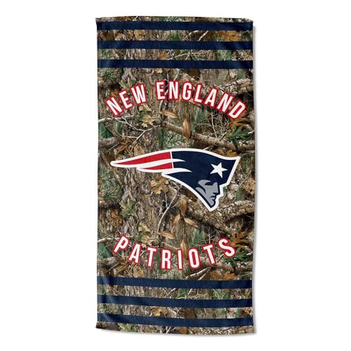 Image of Northwest NFL New England Patriots Unisex-Adult Beach Towel, 30 inch x 60 inch, Realtree Camo Stripes