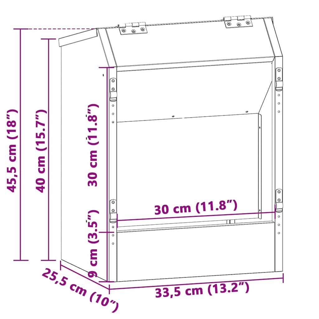Karmnik dla królików, srebrny, stal ocynkowana, 33,5 x 25,5 x 45,5 cm, odporny na warunki atmosferyczne, automatyczny karmnik do użytku wewnątrz i na zewnątrz, z klipsami i otworami na dnie
