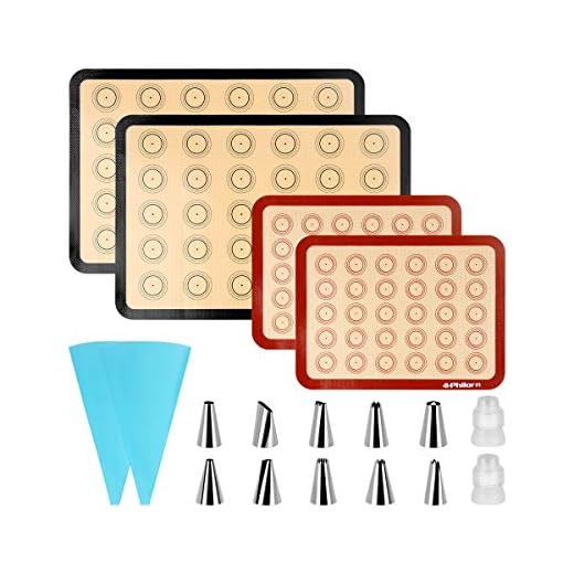 PHILORN Silikon bakmatta set återanvändbar halkfri non-stick lätt att rengöra multifunktionella bakkartor svart/röd flexibel och giftfri BPA-fri (4-pack)