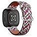 CJBROES Replacement Leather Watch Band, Compatible with Fitbit Versa 3 and Fitbit Sense of Wristband Bracelet Accessory - Ikat