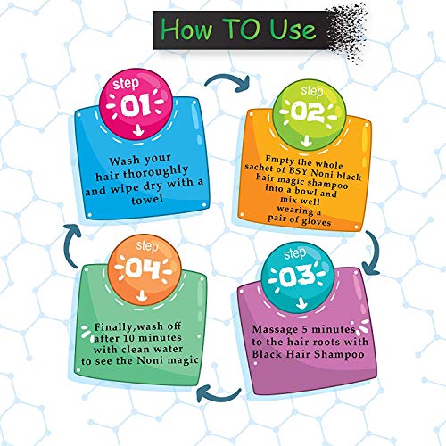 Image of 3 IN 1 Natural 5-Min Hair Colour Shampoo Black | Ammonia Free Long Lasting Hair Color Noni Fruit Extract No Hair Loss Grey Coverage Hair Dye for Women & Men (20ml-20 Sachet)