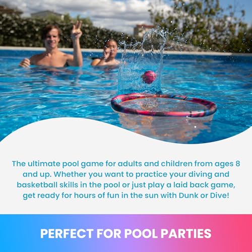 Waboba Dunk oder Dive Pool-Spielzeug-Wurfspiel – Schwimmringnetz und Tauchball-Set – für Schwimmbäder, Sommerspielzeug und Tauchspielzeugspaß – Kinder und Erwachsene ab 8 Jahren