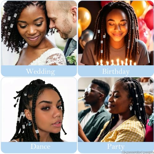 Joyas plateadas para trenzas de boxeadora y abalorios metálicos para extensiones de pelo 7