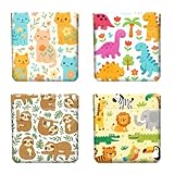 Peacoblue 4Stk Kleine Leder-Münzgeldbörse für Damen - Tiere und Pflanzen-Muster, wasserdicht und strapazierfähig, Mini-Geldbörse, Erwachsene Mädchen