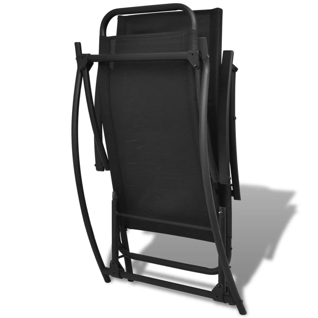 Makastle Fauteuil à Bascule Rocking Chair intérieur extérieur, Chaise Berçante à Balcon Jardin, Chaise a Bascule Fauteuil, de Jardin Acier et textilène Noir
