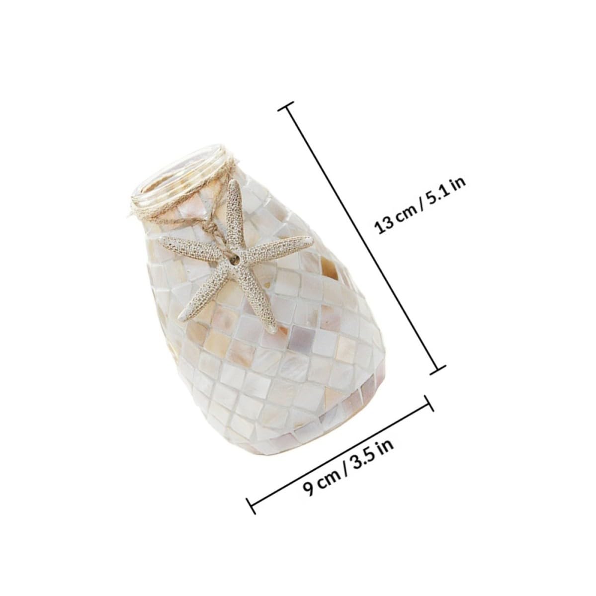 2 Pezzi Vaso di Vetro a Mosaico Bianco Stile Marino per Casa