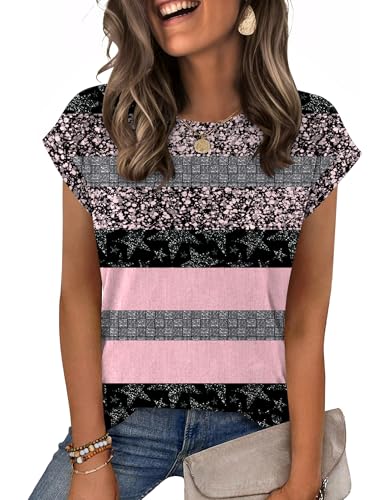 Image of Zeagoo Womens Tops Summer Casual Cap Sleeve Tshirts Shirts Business Dressy Spring Fashion Outfits Trendy Clothes