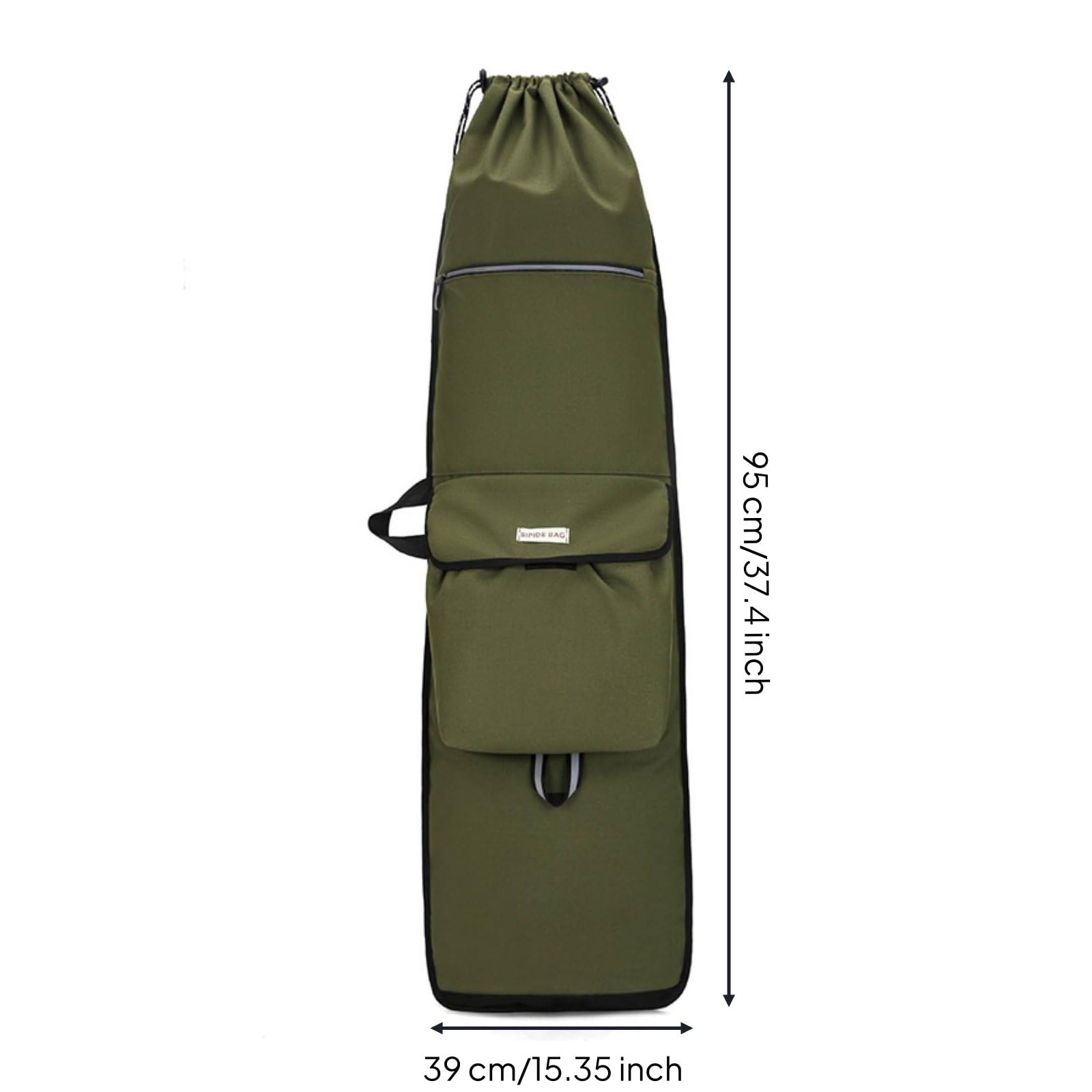 Skateboard Carrier Sac à Dos Planche à roulettes Sac de Transport pour Longboard Rangement Étanche à Bandoulière Rembourrée Confortable Adapté aux, Vert Armée, 95-39cm