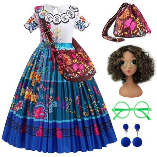 Cnexmin - Disfraz de Mirabelle Encanto para niños, con accesorios para fiestas, Halloween, carnaval, 3 – 4 años, 102 cm, color azul