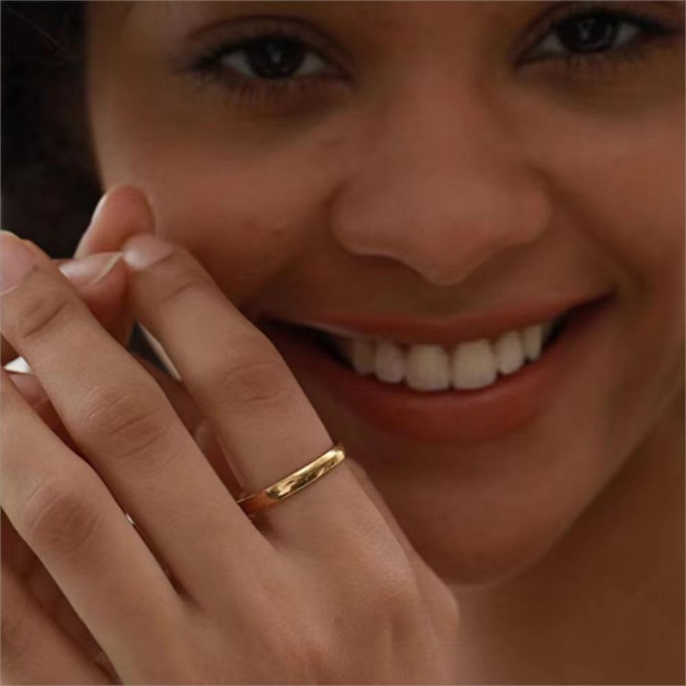 2mm 4mm 6mm 8mm 18K Gold Tungsten Carbide Rings for Women Men Domed Polished Steel/Gold/Rose Gold Wedding Band Comfort Fit Size 5-13 - Image 6