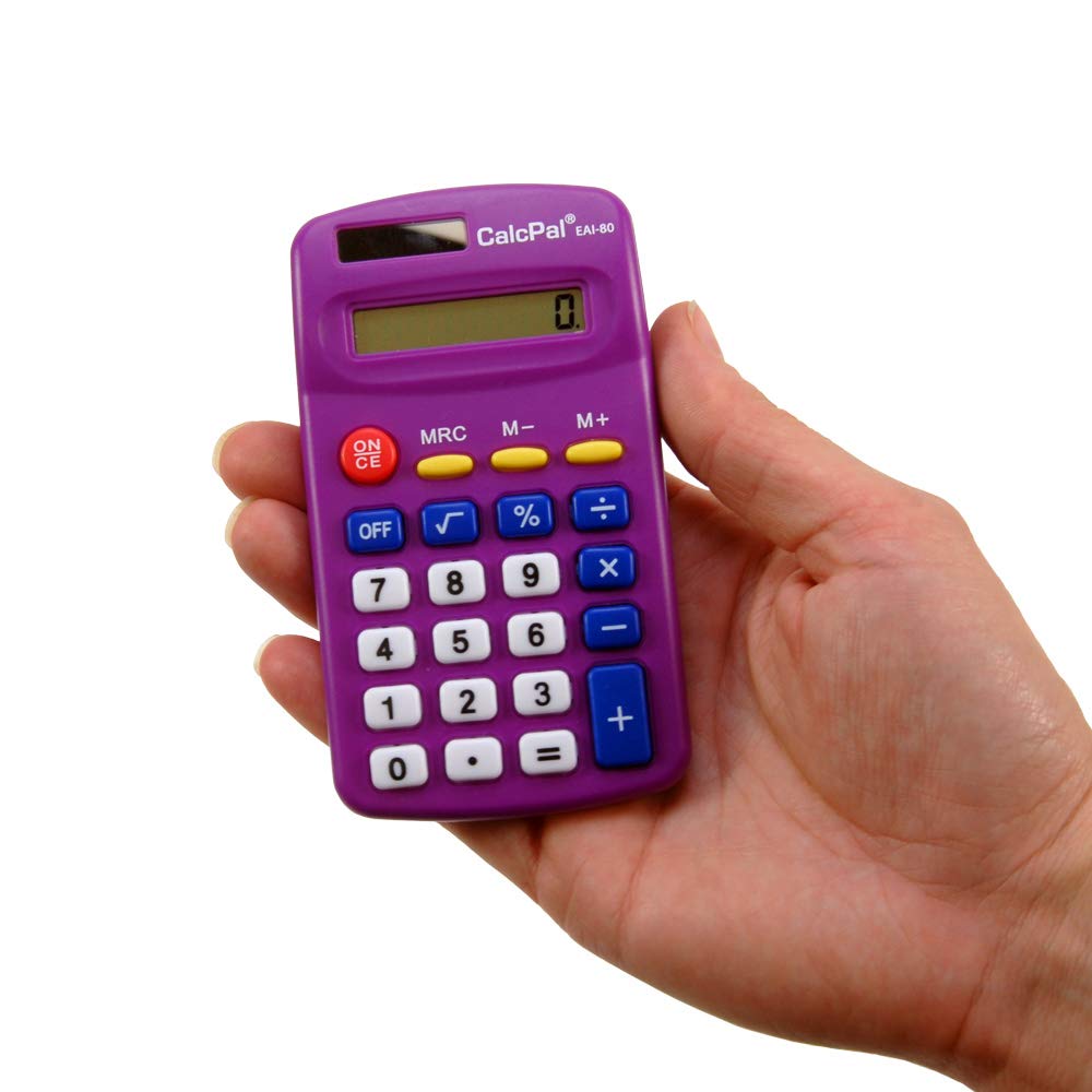 EAI Education CalcPal EAI-80 Lot de 10 calculatrices de base Couleurs assorties