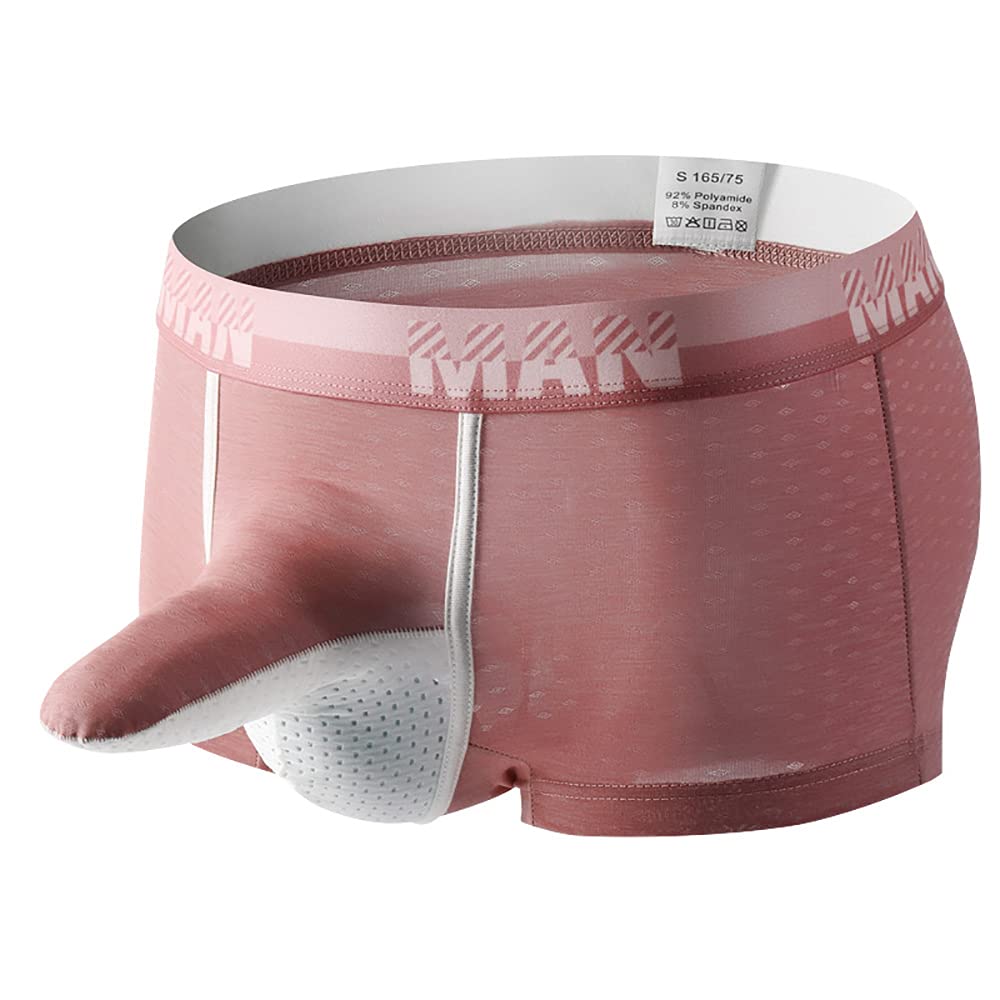 Mens Ice Silk Elephant Nose Boxer Briefs Pouch Underwear