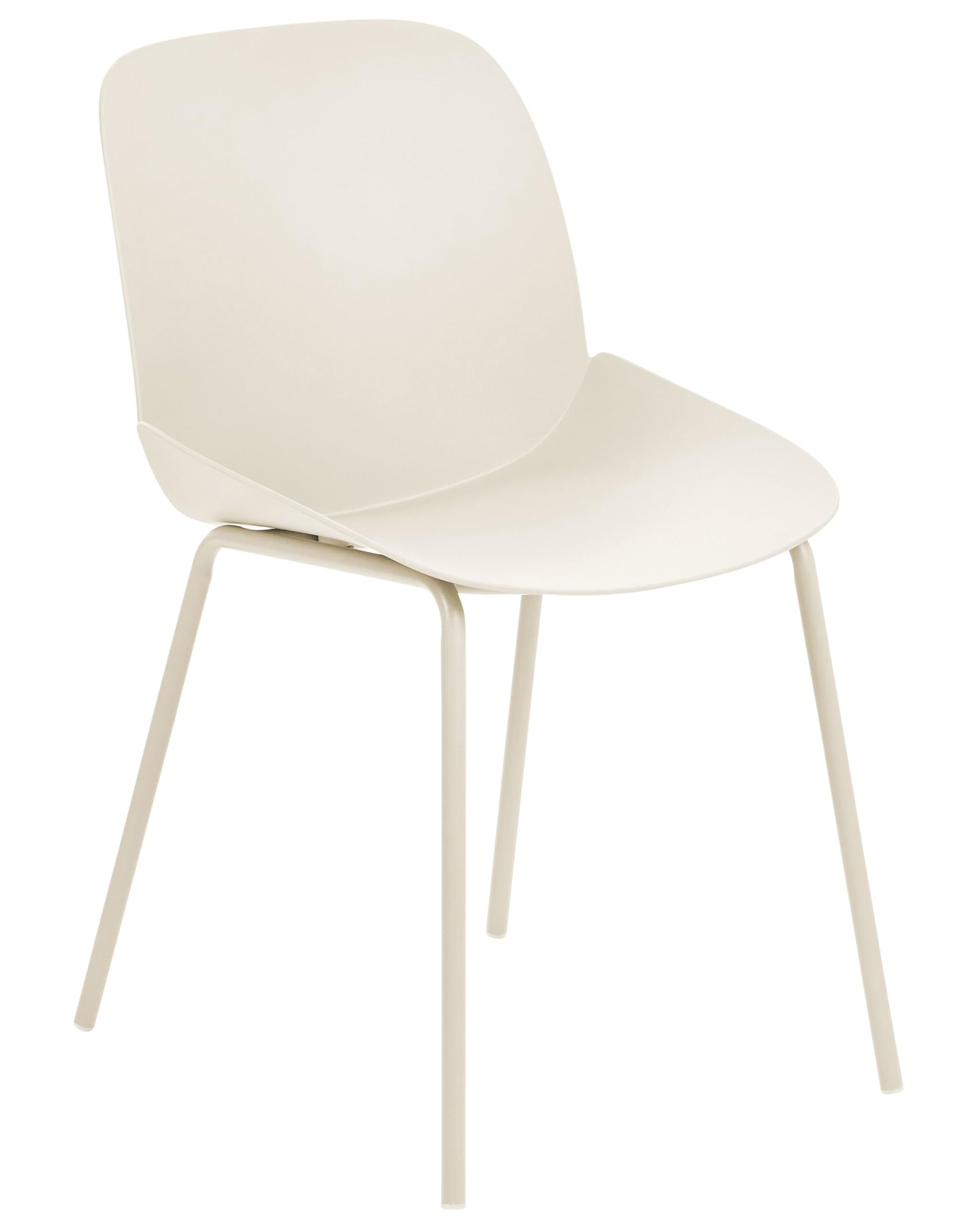 MILACA Esszimmerstuhl 2er Set – Beige Kunststoffstuhl mit Metallgestell