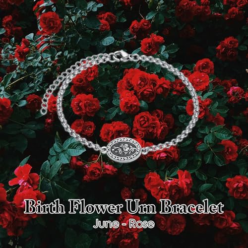 Birth Flower Urn Bracelet for Ashes for Women 925 Sterling Silver Cremation Bracelet Memorial Keepsake Jewelry for Human Ashes4