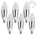 LEDMO LED Candelabra Bulb, 7W E12 Base, Daywhite 6000K LED Candle Bulbs, 60 Watt Incandescent Bulb Equinalent, 630 Lumens LED Bulb Lights, Non-dimmable Chandelier, (6 Pack, Sharp Tip)