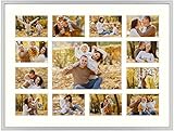 Frametory, 12x16 Silver Aluminum Frame - Includes Ivory Mat for 13 Pictures [1-5x7 and 12-2x3] -...