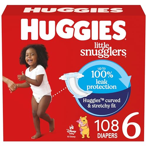 Image of Huggies Size 6 Diapers, Little Snugglers Baby Diapers, Size 6 (35+ lbs), 108 Count (2 Packs of 54), Packaging May Vary