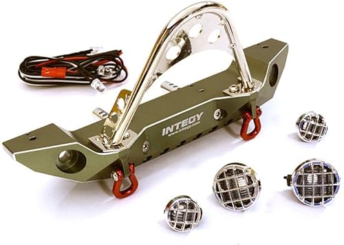 Integy RC Model C27656GUN Realistic Alloy Machined Scale Front Bumper w/LED Lights for Axial 1/10 SCX10 II