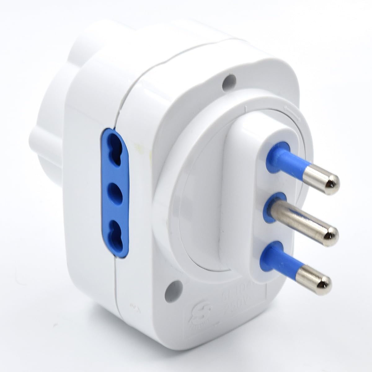 Zestaw 2 Potrójny adapter do wielu gniazd,z zabezpieczeniem przed przeciążeniem i wyłącznikiem ON/OFF,Adaptery Schuko do wtyczki 16A,Wtyczka obrotowa,Biały,2 Pakiet