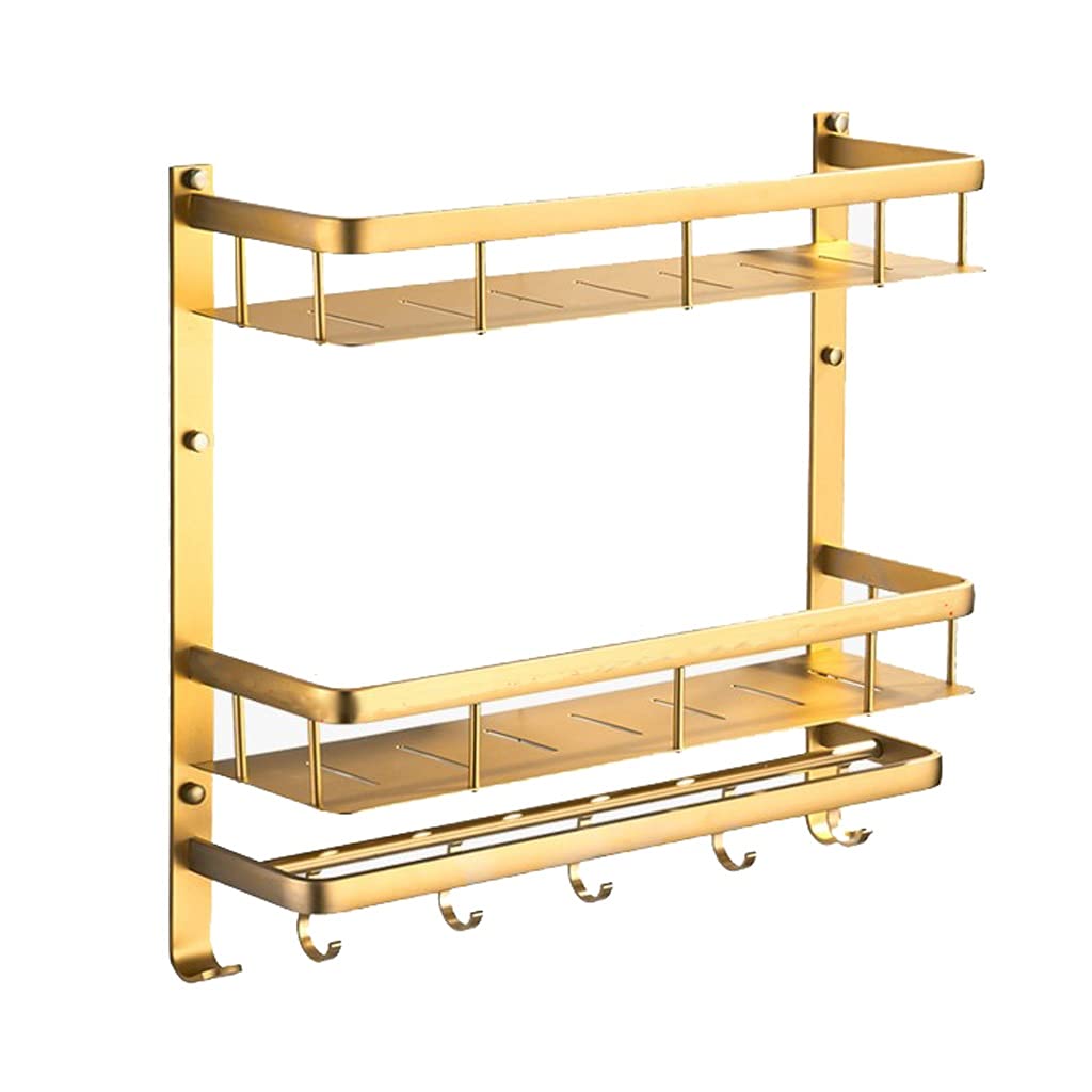 TOMYEUS Shower Caddy Bathroom Shelf Wall Mounted Bathroom Shelves 2-Tier Bathroom Shelf Floating Shelves Towel Holder with Towel