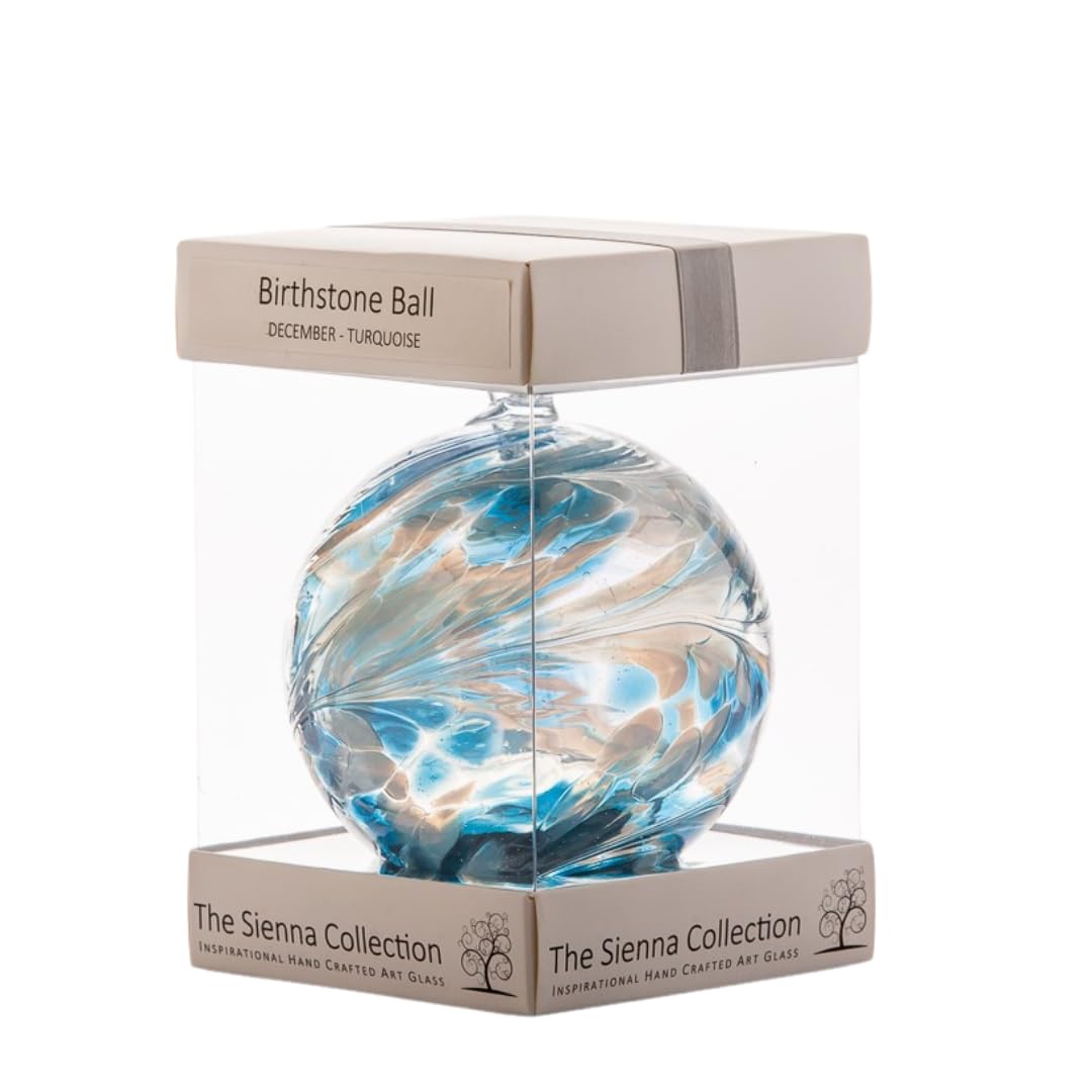 Sienna Glass Birthstone Ball December Turquoise in Blue