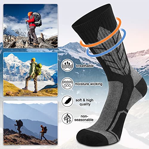 Coovan Mens Hiking Socks Crew Cushion Athletic Elastic Arch Support Running Tab Crew Socks 5 Pairs #TOP6
