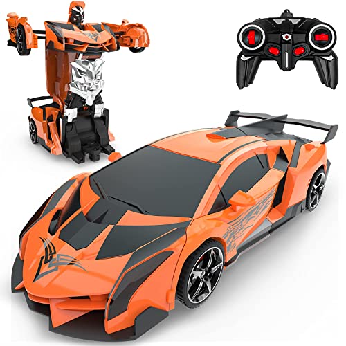 Baztoy Voiture Télécommandée Rechargeable Voiture Jouet 2 en 1 Transform Robot 2.4GHz Voiture RC avec 360°Rotation Robot Jouets Enfants 3-12 Ans pour Garçon Fille Ado Jeu Extérieur Intérieur Cadeau