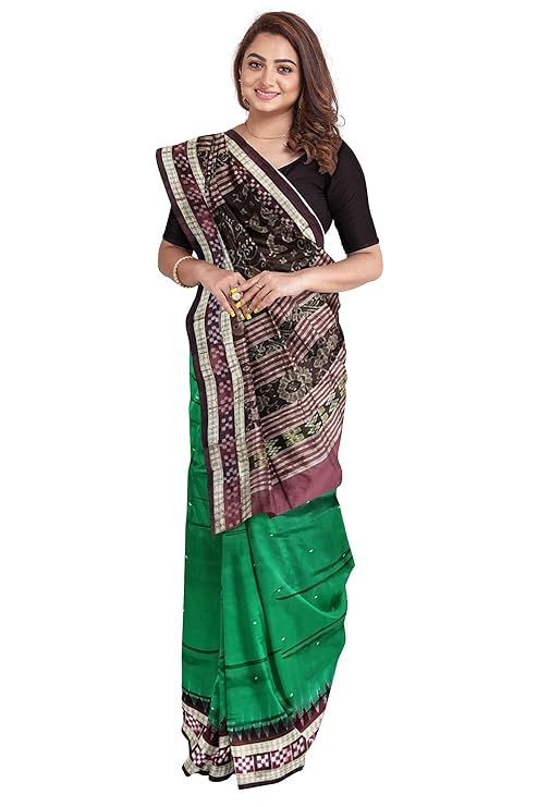 Image of Handmade Pure Bomkai Silk Saree Khandua Natural Silk Ikkat Saree For Women /Ethnic Wear /Traditonal Saree /Handloom Saree With Regular Fit Blouse Piece
