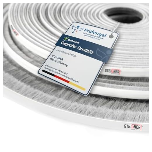 STEIGNER 5m Bürstendichtung GRAU Dichtungsbürste selbstklebend, Türbodendichtung Türdichtung, Höhe 11 mm