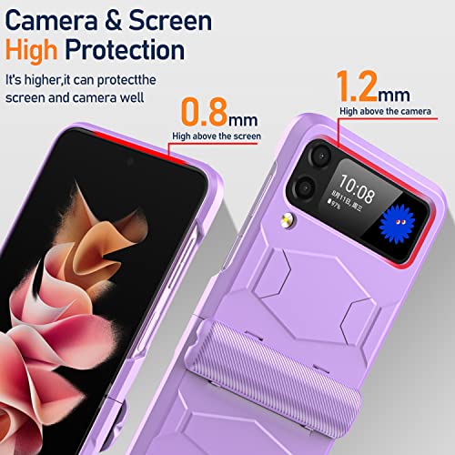 Vizvera Galaxy Z Flip 3 5G Case With Hinge Protection (2021), Armor Shape Design, Hard Pc &Comfortable Skin Feel, Anti-Drop Non-Slip Full Protection Phone Case Designed For Samsung Z Flip 3 5G(Purple) #TOP2